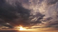 Immense Time-lapse Sunset with dramatic clouds and sun rays