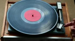 Close up of a vinyl deck playing a record