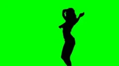 Silhouette girl dancing 2 green screen