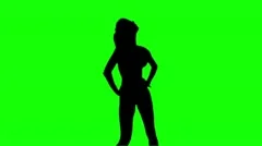 Silhouette girl 3 dancing green screen