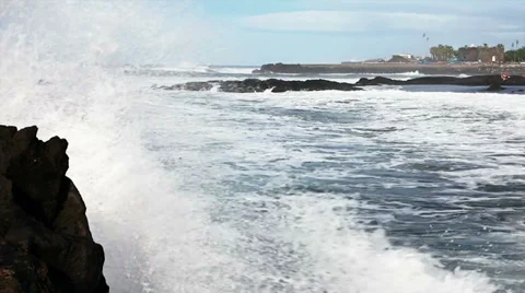 0112 Waves smashing the rocks Stock Footage 30773672
