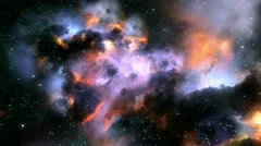 Magnificent space flight through colorful nebulae