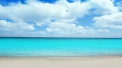 Idyllic tropical turquoise beach in caribbean sea with white sand shore