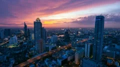TIMELAPSE OF BANGKOK SKYLINE AT SUNSET