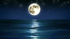 Beautiful Sea and moon. Night sky. Looped animation. HD 1080.