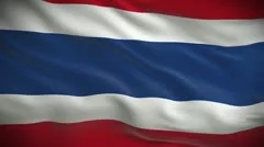 Highly detailed flag of Thailand ripples in the wind. Looped