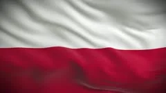 Highly detailed flag of Poland ripples in the wind. Looped