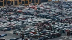 Freight cargo containers at industrial port