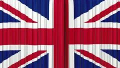 United Kingdom flag curtain, Opening and closing 3d animation, HD