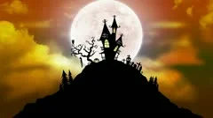Happy Halloween Background Animation with Moon and bats