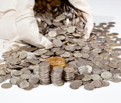 linen bag of old pure silver coins used to invest in silver as a commodity with a selection of golden eagle gold coins xkwx bag,bank,bullion,carat,cash,cent,cloth,coin,coins,commodity,currency,dimes,dollar,eagle,finance,fortune,gold,golden,hoard,investment,isolated,jackpot,many,metal,money,old,pile,pot,price,pure,retirement,rich,sack,savings,silver,spill,sterling,studio,treasure,valuable,vintage,wealth,white