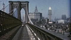 1940s Cars Driving Across Over BROOKLYN BRIDGE NYC 1950s Vintage Film Home Movie