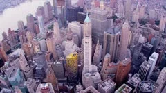 Aerial view city skyscrapers  Manhattan, New York 