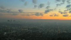 Beautiful time lapse of Los Angeles city skyline at sunrise sunset