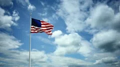 American Flag Waving Clouds Sky Beautiful USA United States US