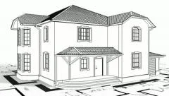 Сonstruction of residential house, wireframe