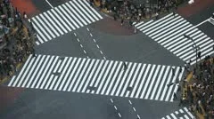 Aerial View Crosswalk Pedestrian Busy Street Crossing Tokyo People Crowd Shop
