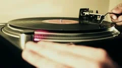 DJ Hands Start Playing Vinyl Music In Turntable 