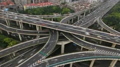 Aerial Freeway Busy City Rush Hour Heavy Traffic Jam Highway Shanghai timelapse