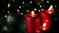 Red Candles And Christmas Bells Loop