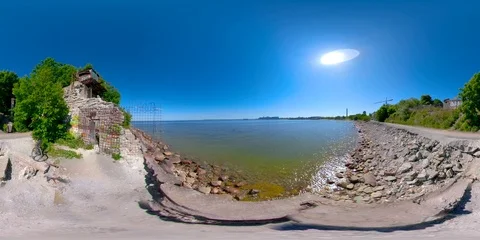 013 4K 360 VR immersive virtual reality panorama video of The big rocks on th Stock Footage 90906232