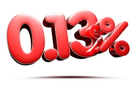 0.13 percent red on white background illustration 3D rendering with clipping  Stock Illustration