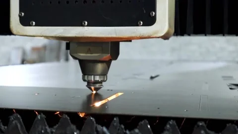 014 cutting sheet metal on a laser cnc machine Stock Footage 155305787