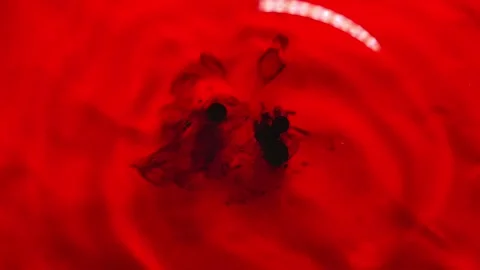 014_Abstract red and black ink swirls.mp4 Stock-Footage 345073977