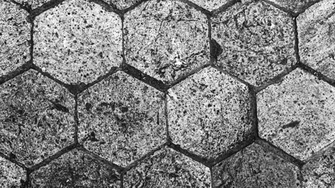 016_Hexagonal stone paving texture.mp4 Stock Footage 345656996