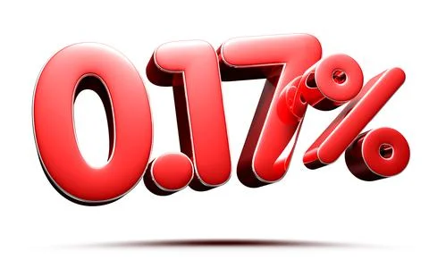 0.17 percent red on white background illustration 3D rendering with clipping  Stock Illustration