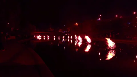 018 Fire on the Water Stock Footage 32286032