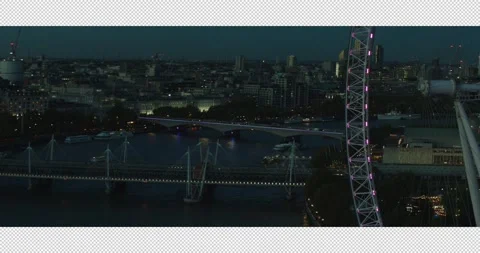 018 Twilight Ariel View over the River Thames towards London Eye, City of L.. Stockbeeldmateriaal 321401120