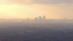 Panoramic aerial shot and cloudscape featuring the London skyline