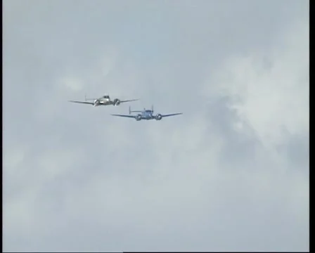 018B SNJ Two 1943 Beech 18 Expeditors / AT-7 / AT-11 / C-45 / JRB / SNB Stock Footage 1075540