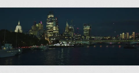 019 Twilight Ariel View over the River Thames around the London Eye towards.. Stockbeeldmateriaal 321401877