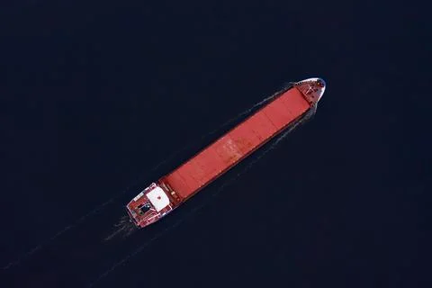 02-02-2021 Container ship on the Rhine River, Rhine Valley - UNESCO World Her 库存照片