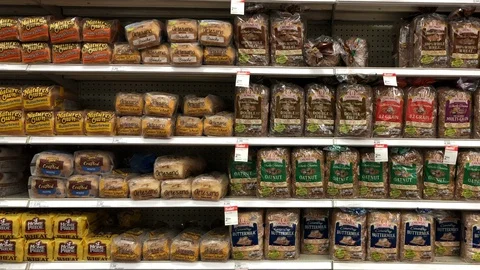 02 07 20 4K HD Video Grocery store w bread Stock Footage 128273778