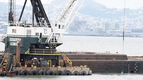 02 08 19 HD Video Dredging SF Bay Stock Footage 102591242