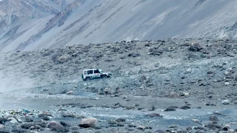 02-18-24, HP; Offroading Adventure: Conquering Spiti Valley's Rugged Terrain Stock Footage 265025675