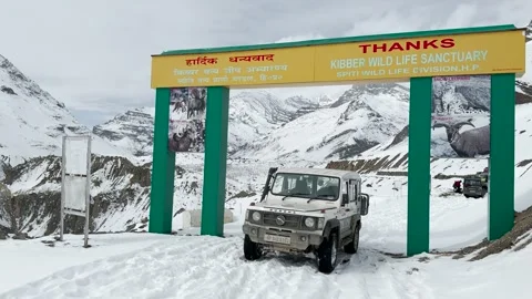 02-19-24, Spiti, HP; Exit Gate of Kibber Wildlife Sanctuary Stock Footage 265053300
