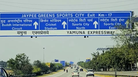 02-29-24, UP, Navigation of Location Boards on Yamuna Expressway Stock-Footage 266311675