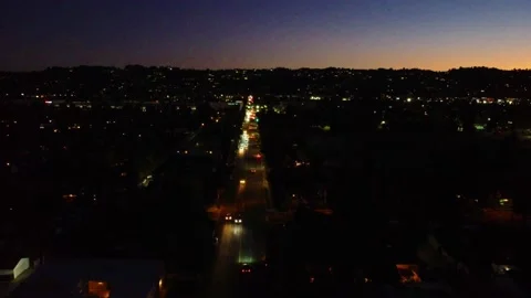 02 4K NIGHT STATIC Aerial Drone Footage of LA VALLEY Hazeltine AV South at M Stock Footage