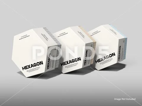 02.  Hexagon Packaging Mockup PSD Template