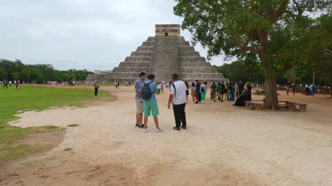 02 January 2024, Chichen Itza, Mexico: Timelapse video of crowd walking.  Stock Footage 343674715
