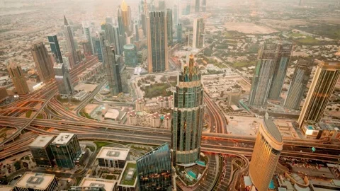 02 MAY 2024, UAE - Time Lapse of Skyscrapers and Highway Traffic Stock Footage 319933322