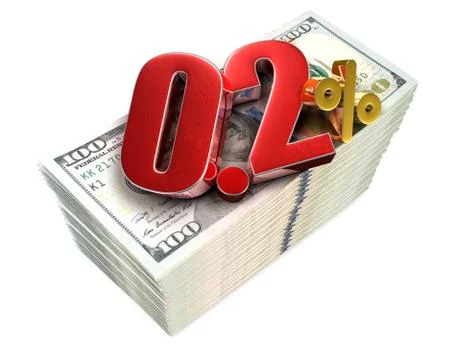 0.2 Percent 3d rendering on white background.(with Clipping Path). Stock Illustration