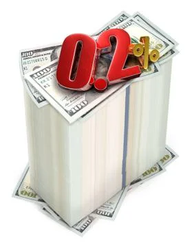 0.2 Percent 3d rendering on white background.(with Clipping Path). Stock Illustration