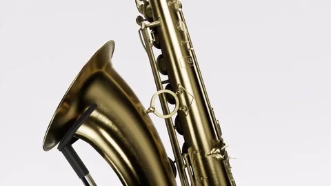 02 saxophon isolated in white background with detailed approach Stock Footage 243533864