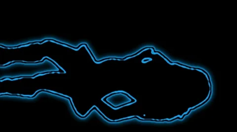02- Vertical HD sexy dancer silhouette - cyan neon on black Stock Footage