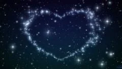 Heart made of twinkling Stars in the Beautiful night sky. HD 1080.